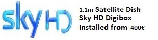 1.1m satellite dish installations for uk tv sky tv Pego and Monte Pego