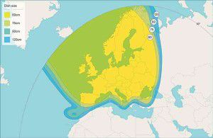 Astra 1N Satellite Signal Footprint Map Pan European Beam 2