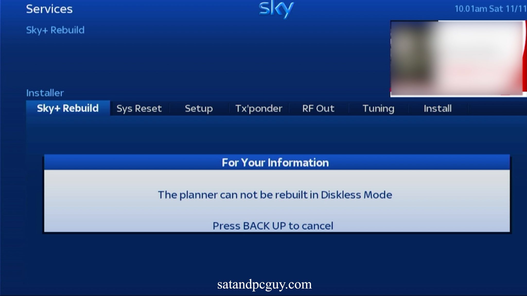How to fix Sky Plus HD box not recording and Diskless Mode error