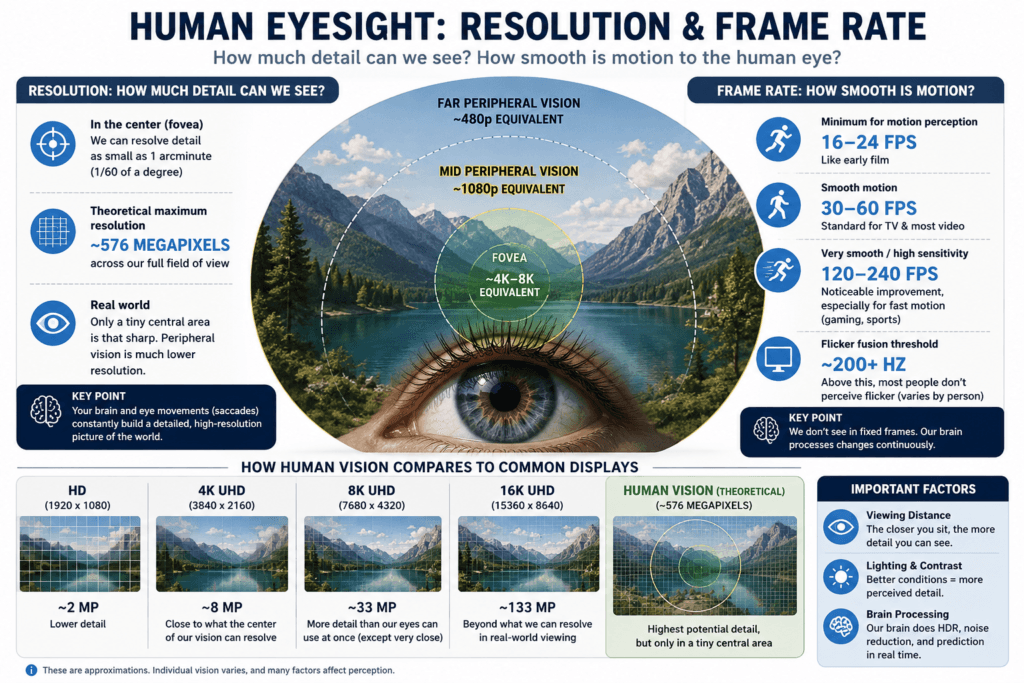 Human vision: resolution and frame rate 