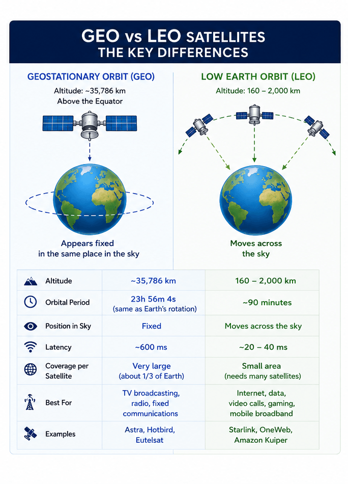 Geostationary vs Low Earth Orbit Explained