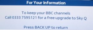 sky bbc channels upgrade on screen message